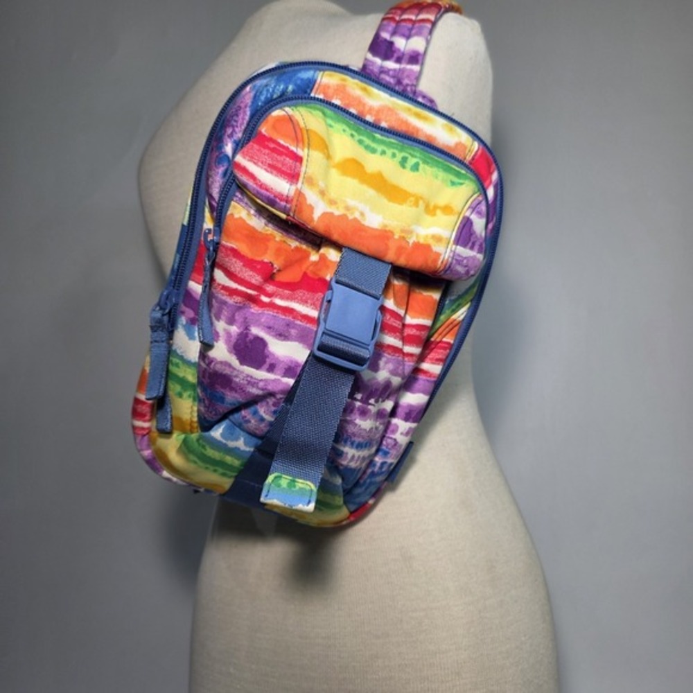 VERA BRADLEY Utility Sling Backpack Belt Bag Love Stripe‎ Pride Dasies Rainbow